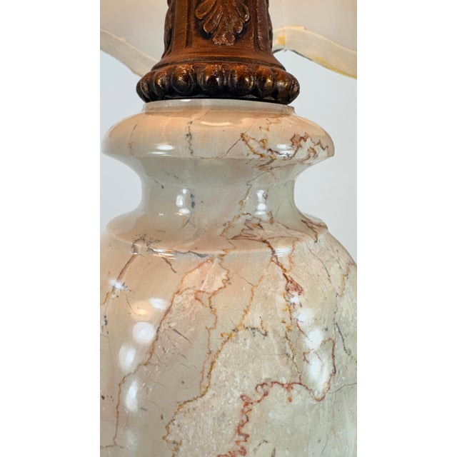 Burgundy Vintage Lamp Marble & Bronzed Metal, Baroque, Neoclassical, Victorian Style For Sale - Image 8 of 12