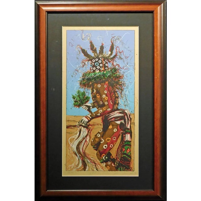 "Speckled Corn Kachina I" -framed Original Limited Edition Lithograph on Paper Hand Signed by the Artist Image Size: 18" x...