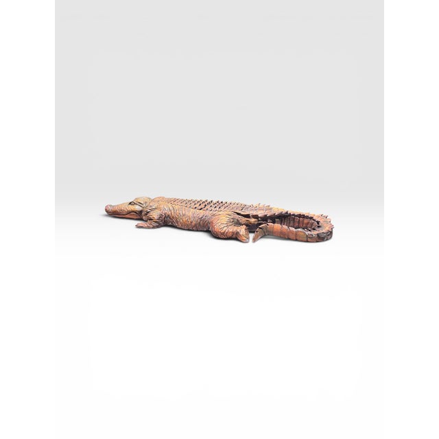 Monumental Hand-Carved Solid Wood Alligator Sculpture by Ken Packie, 6 Ft Long For Sale In West Palm - Image 6 of 7