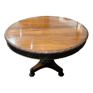 Antique Burmese Round Dining Table in Carved Hardwood, 1840 For Sale
