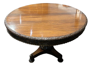 Antique Burmese Round Dining Table in Carved Hardwood, 1840