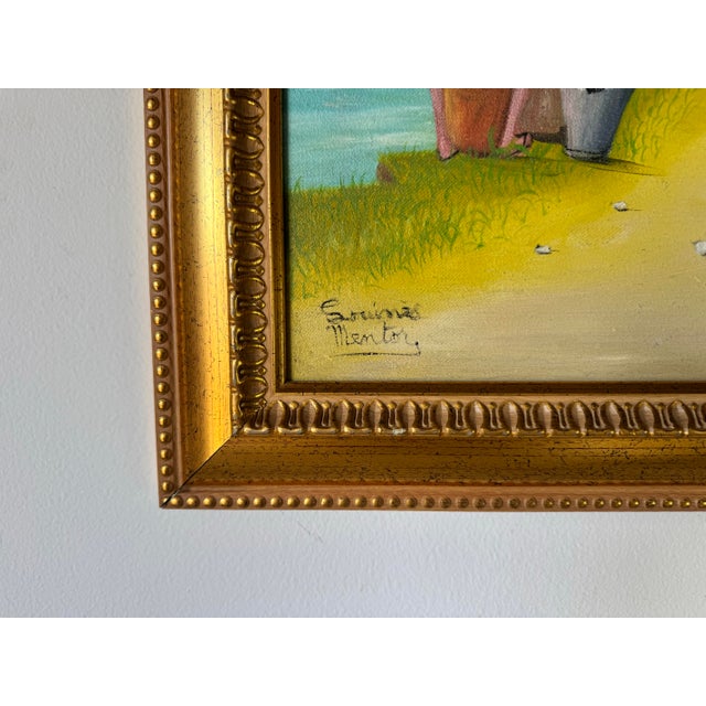 Vintage Haitian Oil on Canvas Painting by Louines Mentor For Sale - Image 10 of 12