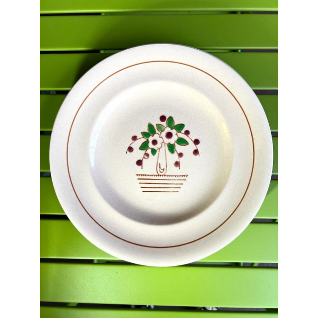 Longwy Set of 4 French Longwy Faïence 9" Plates With Raised Enamel Cherries, Art Nouveau For Sale - Image 4 of 11