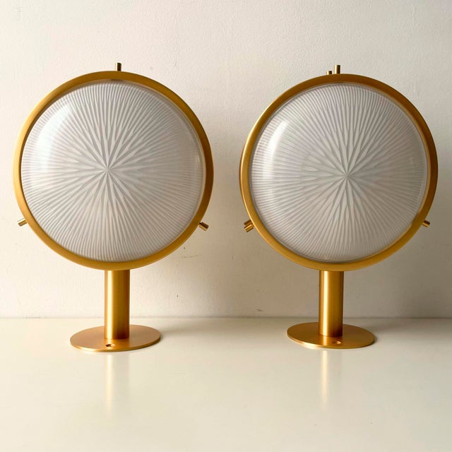 Vintage Gamma Golden Lamps by Sergio Mazza for Artemide, 1960s, Set of 2 For Sale - Image 12 of 12