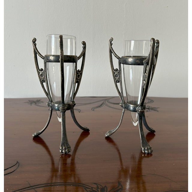 An elegant pair of original flower vases from the Jugendstil period (the German/Austrian expression of Art Nouveau). These...