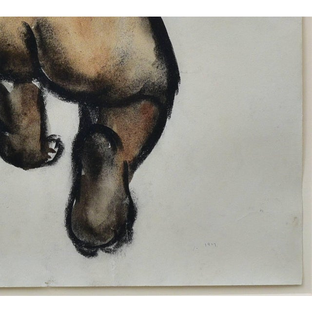 Modern Jacques Schnier Nude Study, Charcoal With Ink Wash, Dated 1927, Framed For Sale - Image 3 of 3