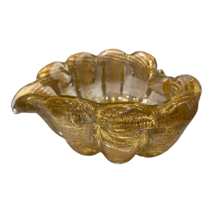 Italian Murano Attributed Champagne Gold Art Glass Dish