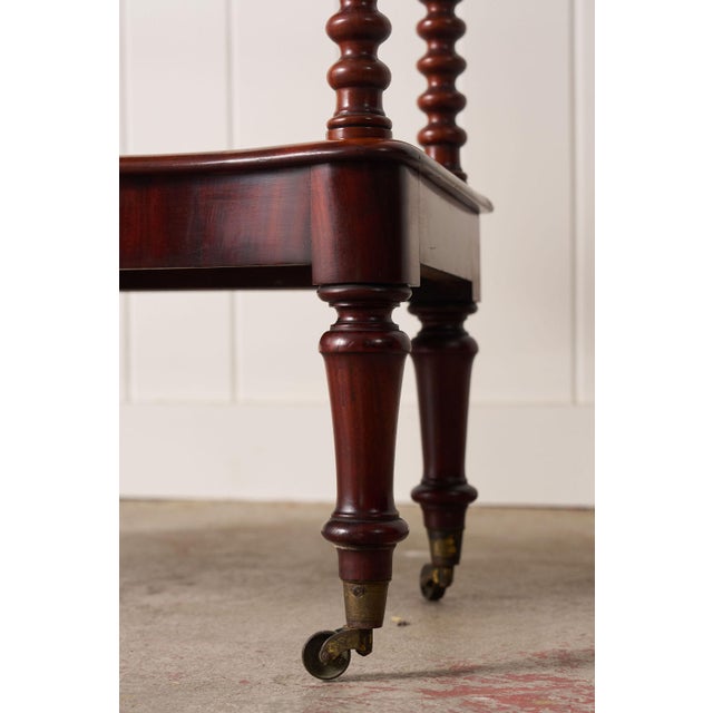 Brown Late 19th Century Victorian Mahogany 3-Tier Whatnot With Bobbin Legs on Casters For Sale - Image 8 of 11