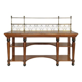 Mahogany and Parcel Ebonized Late Regency Serving Table With Brass Gallery, Circa 1820 For Sale