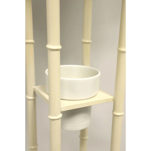 Metal Mid 20th Century White Painted Metal Faux Bamboo Floor Lamp W/ Shade For Sale - Image 7 of 11