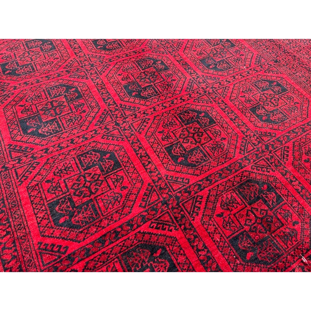 Vintage Hand Knotted Afghan Turkoman Tribal Rug, Elephent Foot Design For Sale - Image 4 of 8