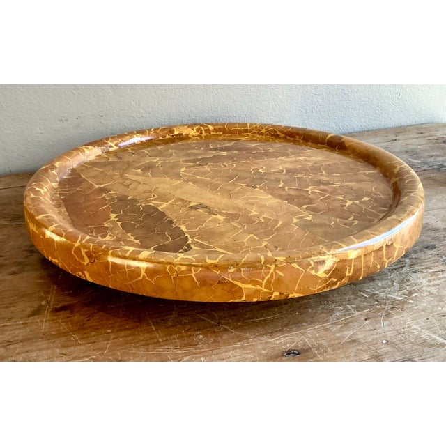 Vintage Boho Lacquered Tabacco Leaf Lazy Susan For Sale - Image 11 of 12