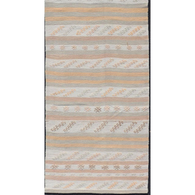 Tribal Vintage Turkish Kilim Runner in Soft Cream, Beige, and Peach Tones 2'9 X 12'6 For Sale - Image 3 of 13