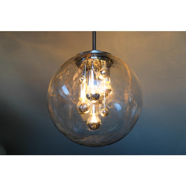 Vintage Smoked Glass Bubble Globe Pendant Light from Doria Leuchten, 1970s For Sale - Image 13 of 18