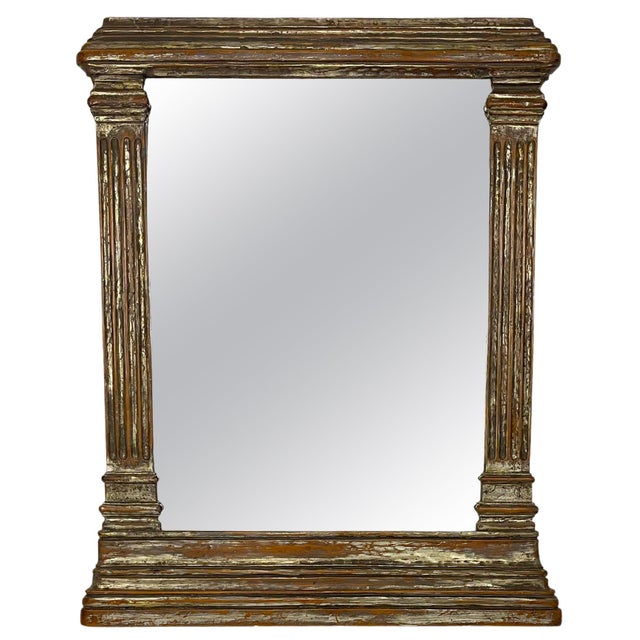 Mid 20th Century Neoclassical Style Gilt and Silvered Mirror with Carved Columns For Sale - Image 15 of 18