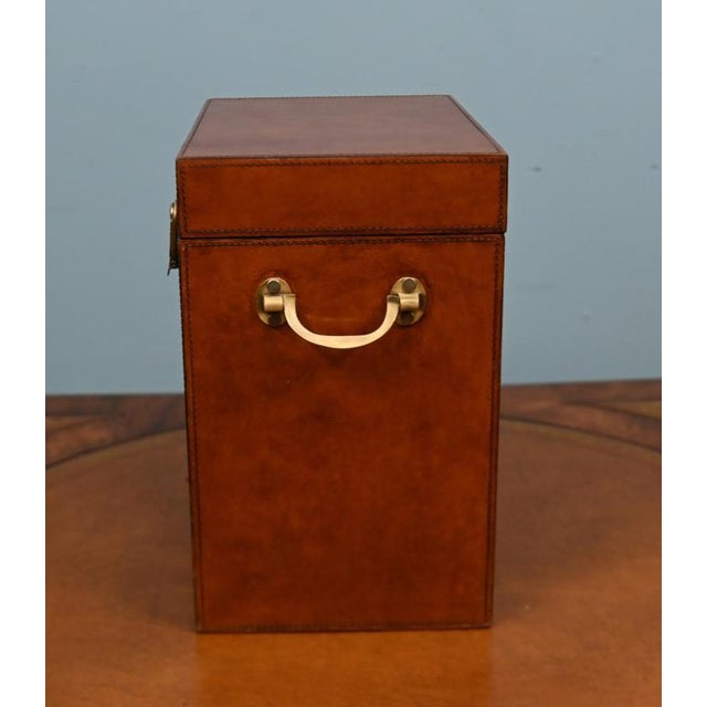 Metal Vintage Leather Hamper Champagne and Wine Picnic Box For Sale - Image 7 of 10