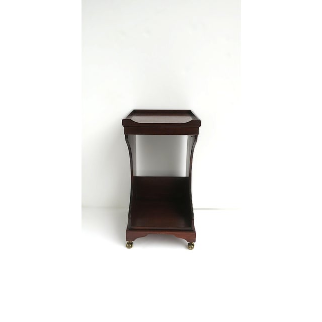 English Telephone Table Mahogany Wood Leather, Two Avail. For Sale - Image 3 of 12
