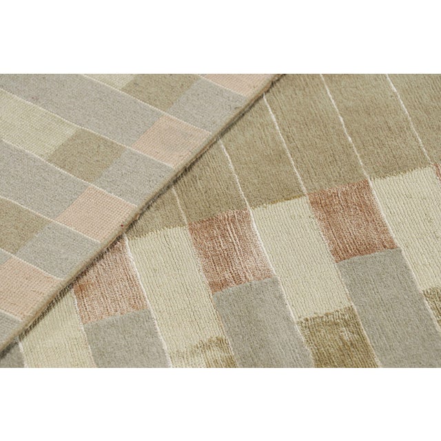Textile Rug & Kilim’s Austrian Art Deco Style Rug With Stripes and Geometric Patterns For Sale - Image 7 of 7