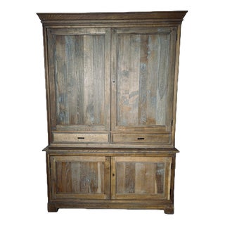 Large Rustic Two-Part Cabinet in Oak For Sale