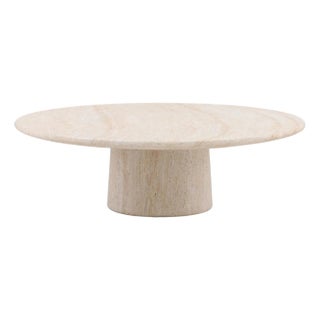 Outdoor Round Faux Travertine Modern Coffee Table For Sale