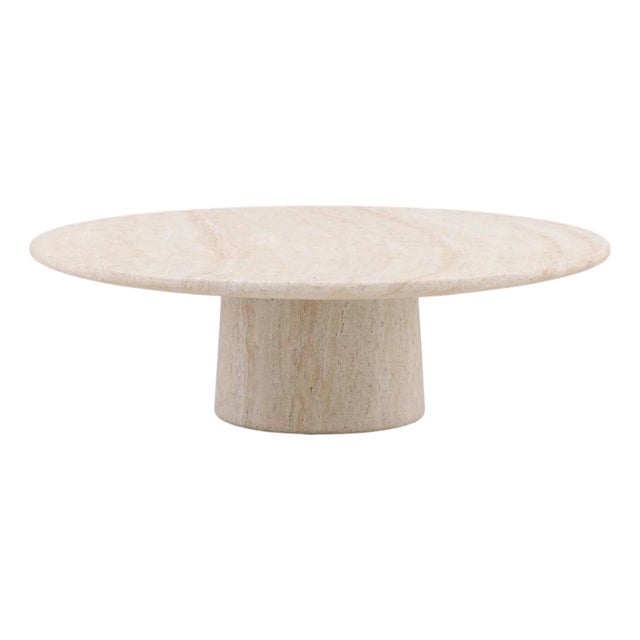 Outdoor Round Faux Travertine Modern Coffee Table For Sale