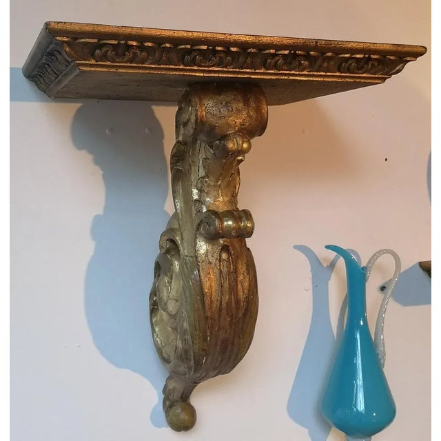 Gold Large Baroque Giltwood Wall Brackets Shelf, Set of 2 For Sale - Image 8 of 8