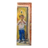 1990s Original Oil Painting "Girl With Trumpet" by Andrew Turner For Sale