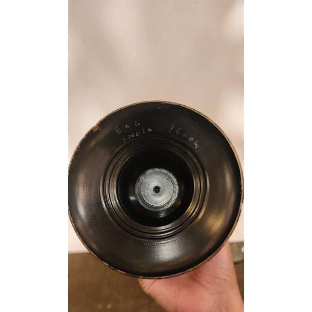 Vintage Indian Engraved Floral Metal Vase For Sale In Dallas - Image 6 of 7