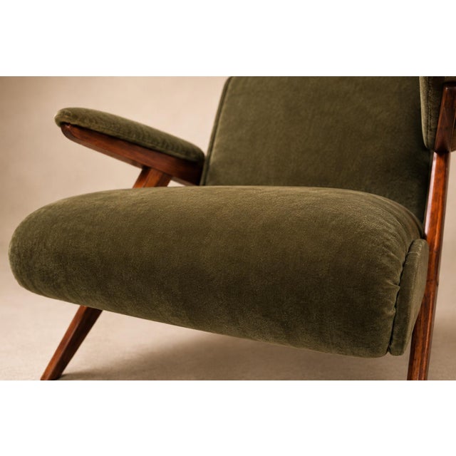 José Zanine Caldas “Z” Armchair in Pau Marfim and Olive Mohair, Brazil, 1950s For Sale In New York - Image 6 of 16