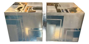 Pair of MCM Paul Evans Chrome and Nickel "City Scape" Cubes