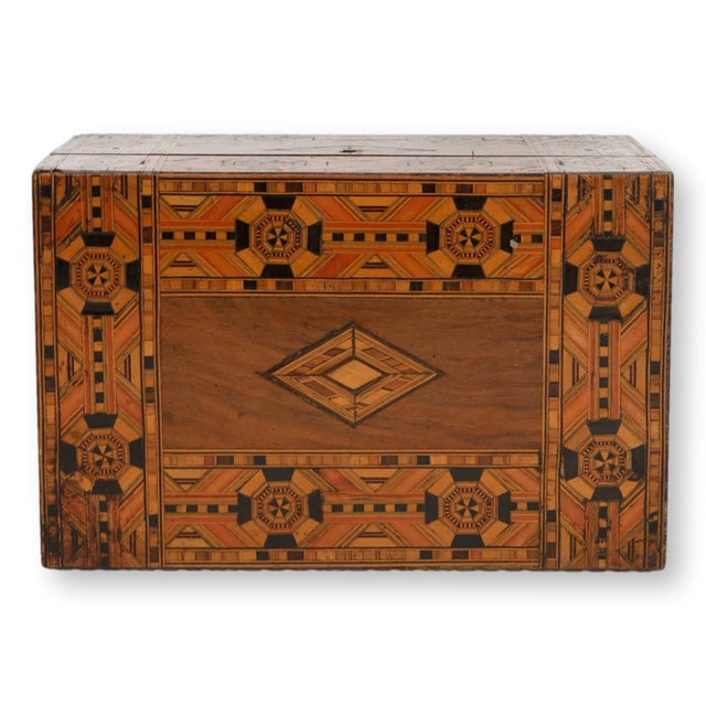 English Antique English Tunbridge Ware Inlaid Sewing Box For Sale - Image 3 of 8