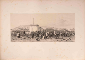 Auguste Raffet, Vue du Marché de Lisbonne, Lithograph, 1844