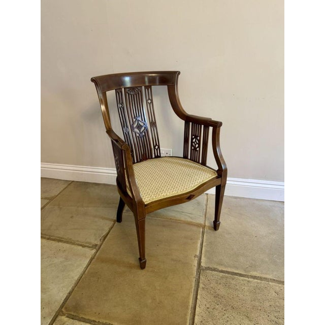 1900 - 1909 Antique Edwardian Mahogany Inlaid Desk Chair, 1900s For Sale - Image 5 of 5