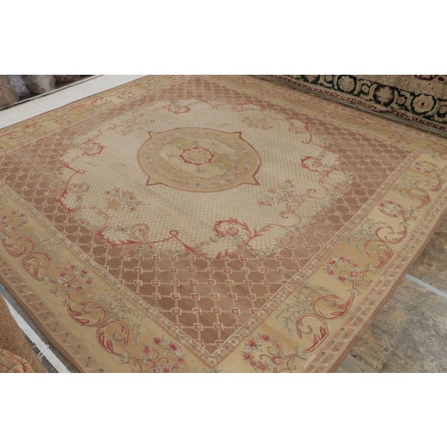 Rug & Kilim Rug & Kilim’s Aubusson Flatweave Style Rug With Beige Floral Medallion For Sale - Image 4 of 10
