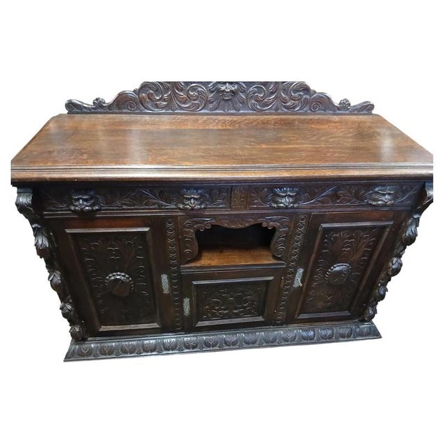 Mid-19th Century Victorian Gothic Revival Carved Oak Sideboard For Sale - Image 15 of 15