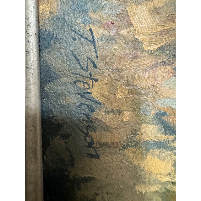 Textile Original Oil Painting Grey Wolf — Signed Wildlife Art — Neutral Framed Cabin / Lodge Decor For Sale - Image 7 of 8