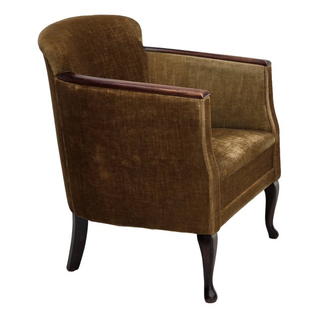 Vintage Danish Armchair in Furniture Velour and Ash, 1950s For Sale