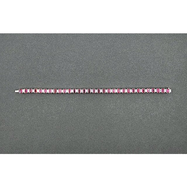 Early 21st Century 13.54 Ct Natural Ruby & Diamond Tennis Bracelet For Sale - Image 5 of 8