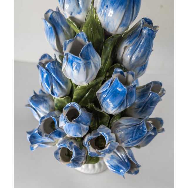 Mid-Century Italian Faience Majolica Floral Tulipiere Decorative Vase, Signed For Sale - Image 13 of 15