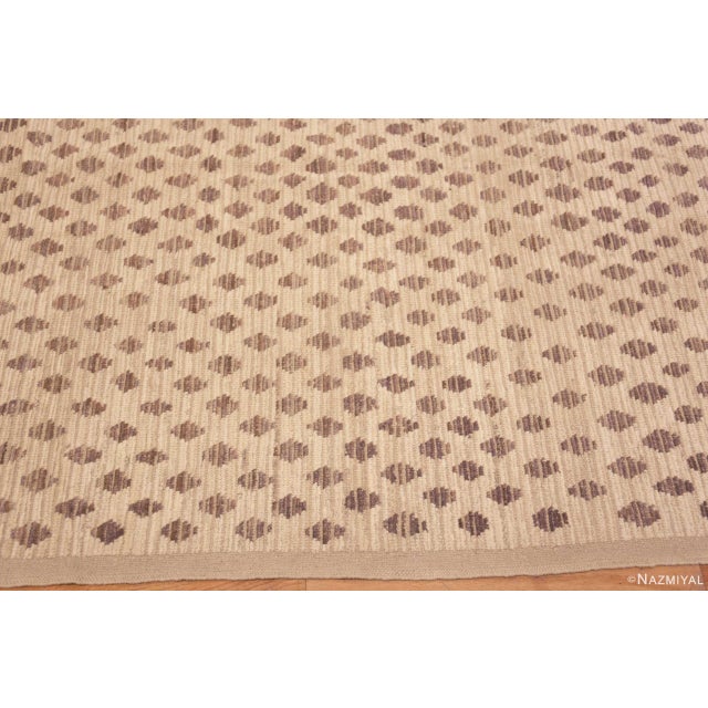 Ivory Cream And Light Brown Color Tribal Artistic Modern Room Size Rug For Sale In New York - Image 6 of 7