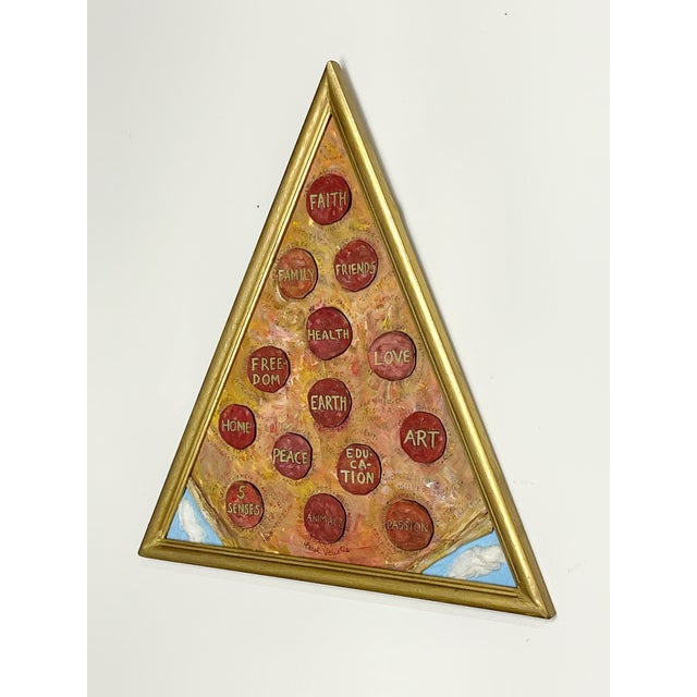 Folk Art Gratitude Pizza Folk Art by Georgia Artist Carol Veliotis For Sale - Image 3 of 4