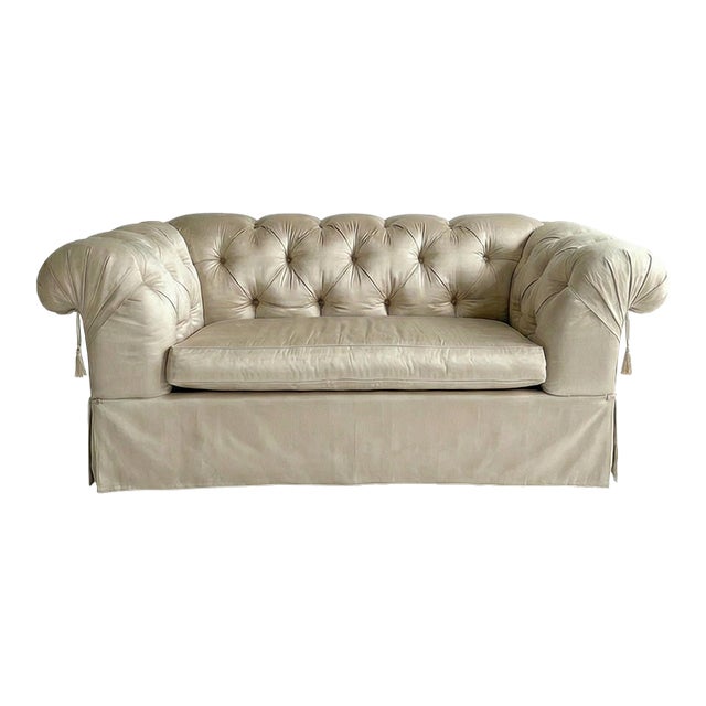 1990s A. Rudin Silk Upholstered Sofa For Sale