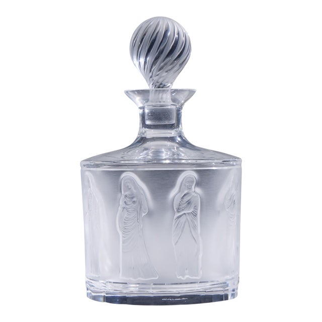 Late 20th Century Lalique French Femmes Crystal Set of Decanter and Tumbler Glasses For Sale