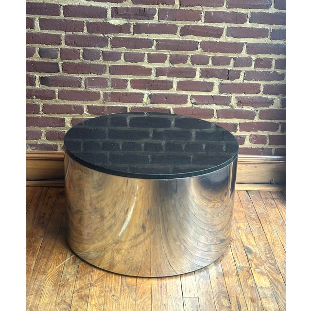Chrome Drum Coffee Table by Paul Mayen for Habitat For Sale - Image 6 of 9
