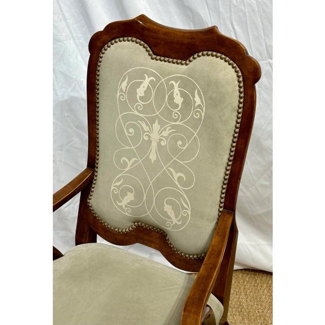 Minton-Spidell Minton-Spidell Traditional Arm Chair in Pasini Suede With Brass Nailhead Trim For Sale - Image 4 of 11