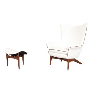 Danish Modern Reclining Lounge Chair and Ottoman by h.w. Klein for Bramin, 1960s For Sale