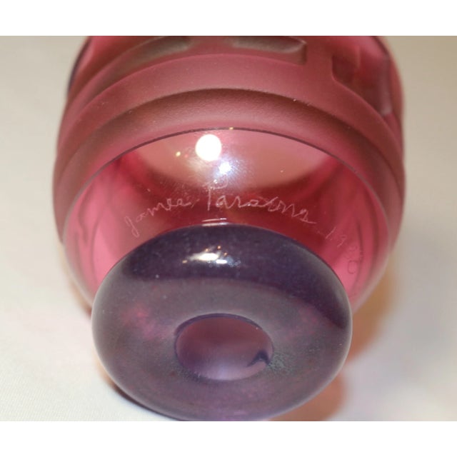Share Vintage 1988 Hand Blown James Parsons Art Deco Art Studio Glass Sake Cup Cameo For Sale In New York - Image 6 of 8