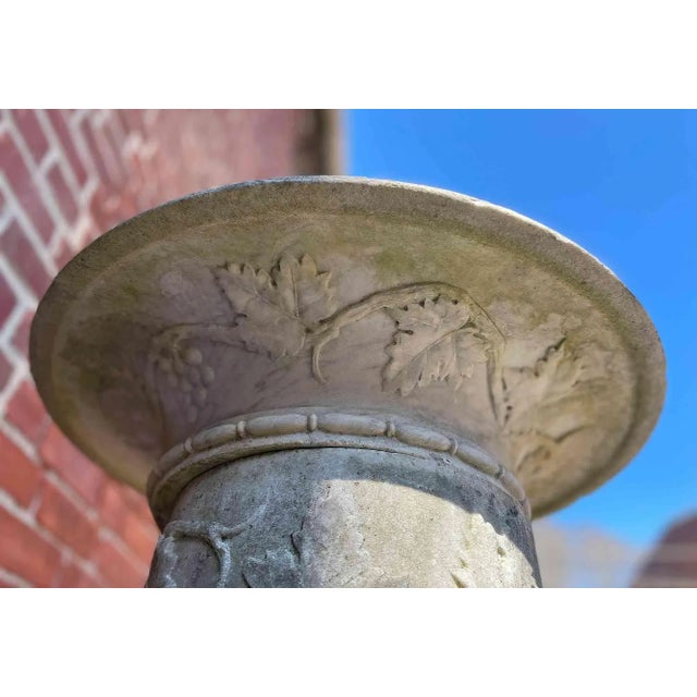 Gray Antique Marble Garden Urn For Sale - Image 8 of 9