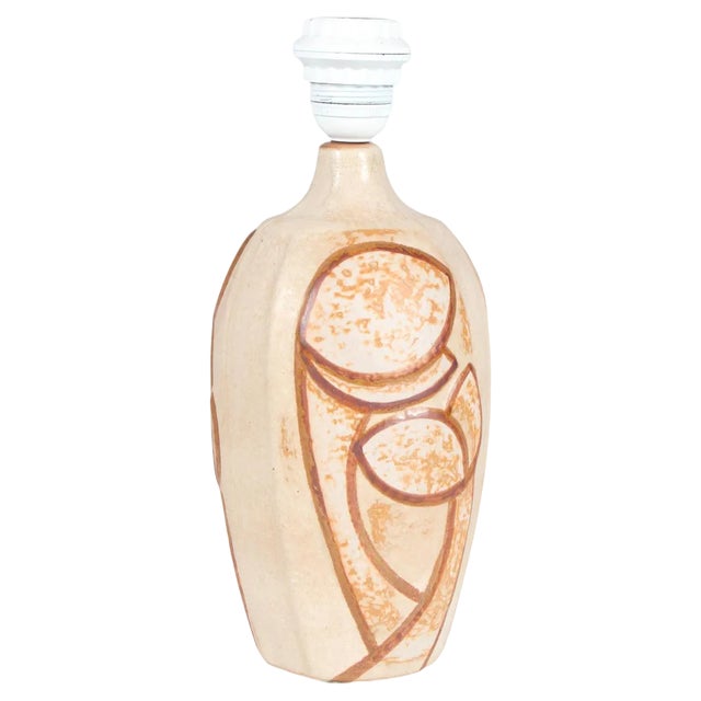 Sculptural Brown Stoneware Lamp by Haico Nitzsche for Danish Soholm, 1970s For Sale