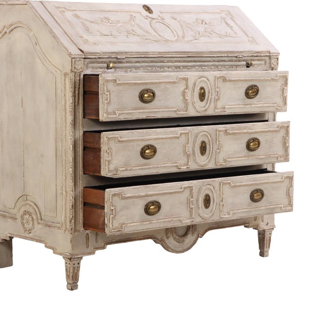 Wood A French Louis XV Style Painted Slant Front Desk, 18th C. For Sale - Image 7 of 8